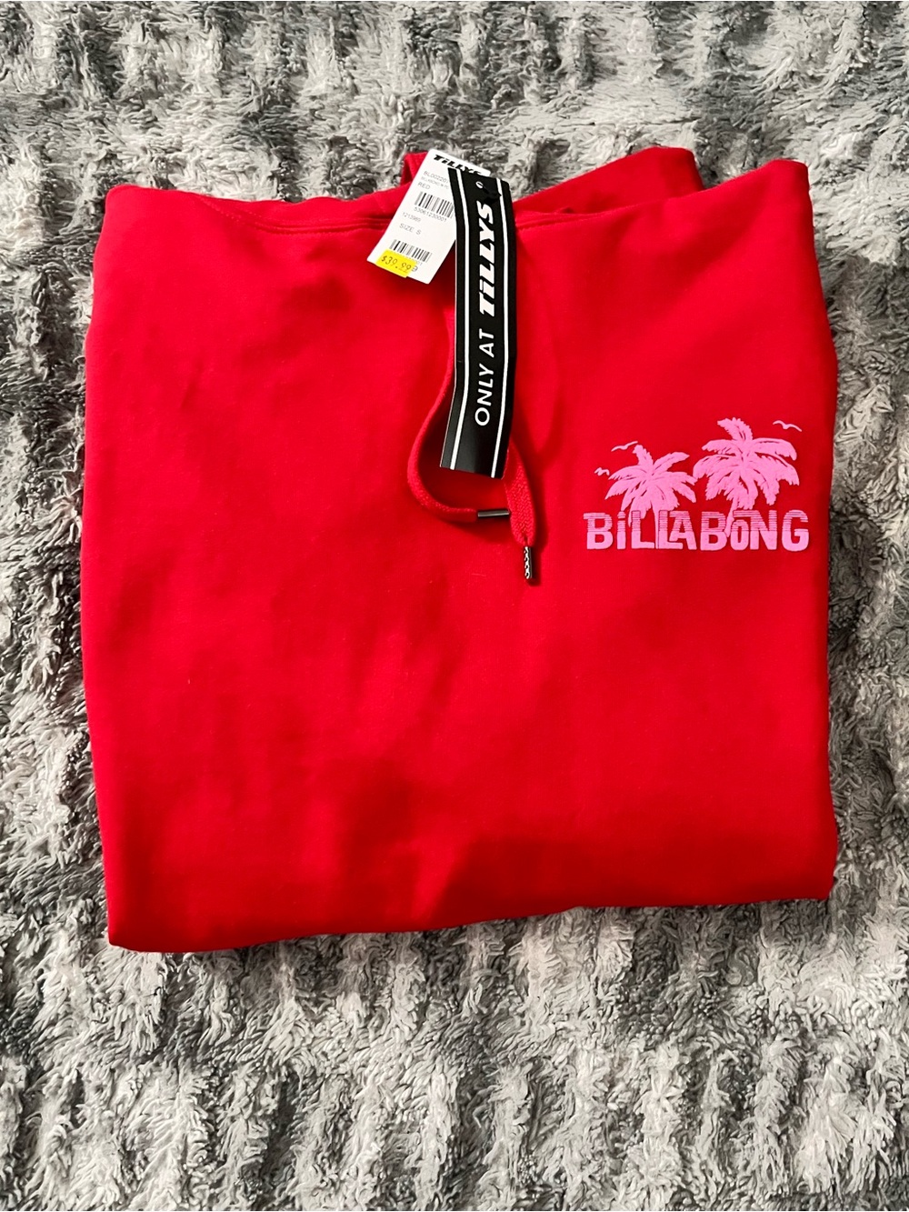 Billabong Red Hoodie with Pink Palm Logo